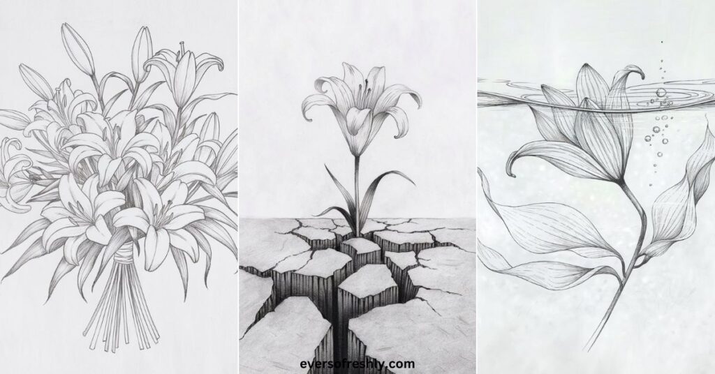 Lily Drawing Ideas - Eversofreshly